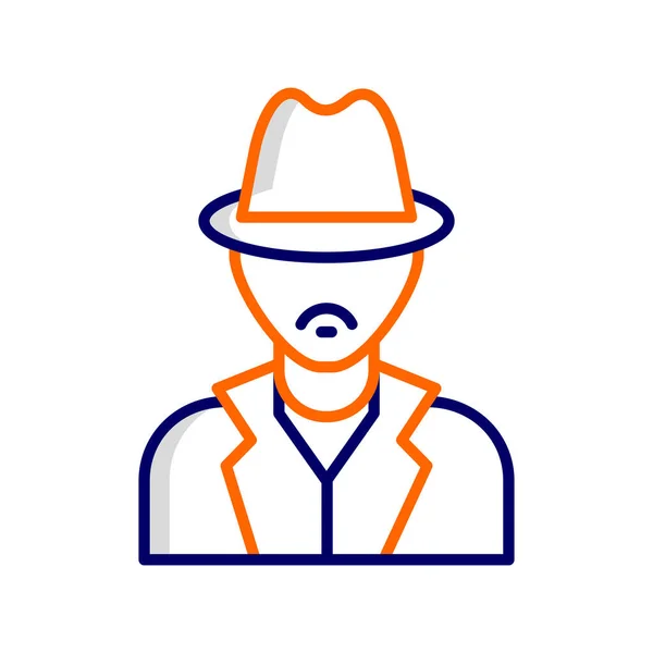 Ilustración Vectorial Hombre Que Lleva Sombrero — Vector de stock