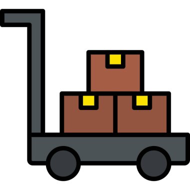 Nakliye paketleri ve kutuları olan bir yük arabası. 