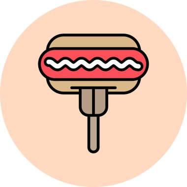 Gıda ikonunun vektör illüstrasyonu. Hot Dog