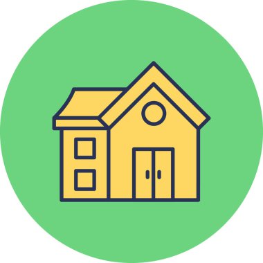 Arkaplanda emlak evi simgesi.