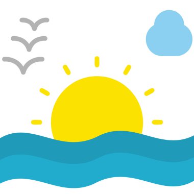 Günbatımı simgesi, vektör illüstrasyonu