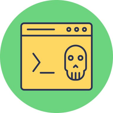 Kafatası simgesi, vektör illüstrasyonlu kodlama terminali