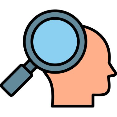 İnsan yüzü. Basit tasarım. Büyütme cam vektör simgesi. Araştırma. 