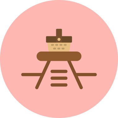 Piknik sepeti. Web simgesi basit illüstrasyon