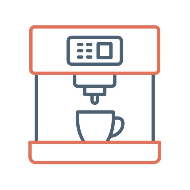 Kahve makinesi ikonu. Web mobil uygulaması, web sitesi için düz çizim.