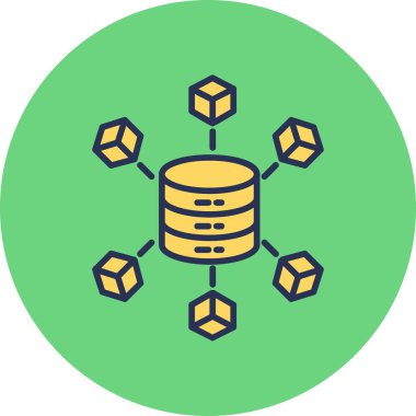 Büyük Veri Web simgesi, düz illüstrasyon.