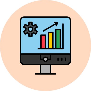 Çizelge ve pazar analizi, yönetim grafiği. Basit web illüstrasyonu