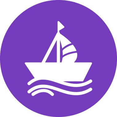 yelkenli tekne ikonu vektör çizimi tasarımı 