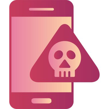 Kafatası ile cep telefonu, akıllı telefon aygıtının dijital çizimi 