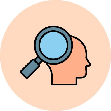 İnsan yüzü. Basit tasarım. Büyütme cam vektör simgesi. Araştırma. 