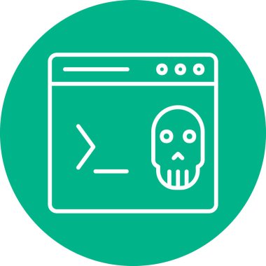 Kafatası simgesi, vektör illüstrasyonlu kodlama terminali