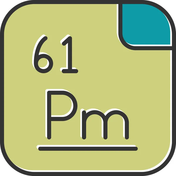 Egyszerű Ikon Prométium Illusztráció Mendeleev Időszakos Elemtáblázat — Stock Vector