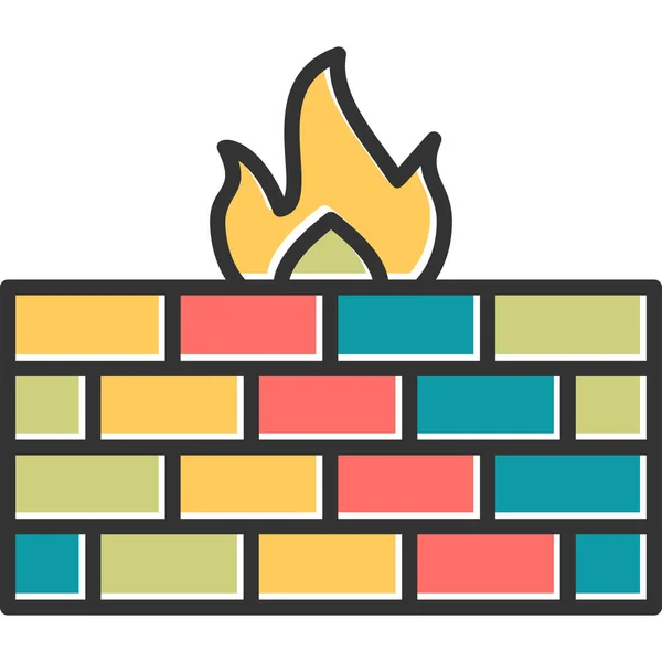 Firewall Icono Web Diseño Simple — Vector de stock