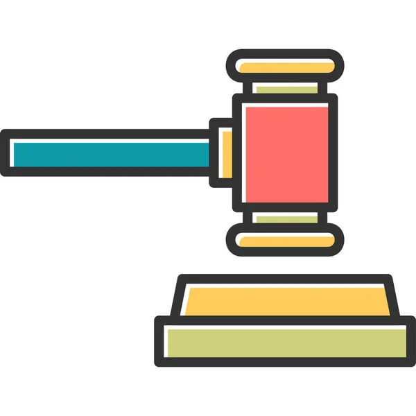 Hamer Recht Justitie Web Illustratie Icoon Element — Stockvector