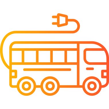 Electric Bus modern simgesi, vektör illüstrasyonu