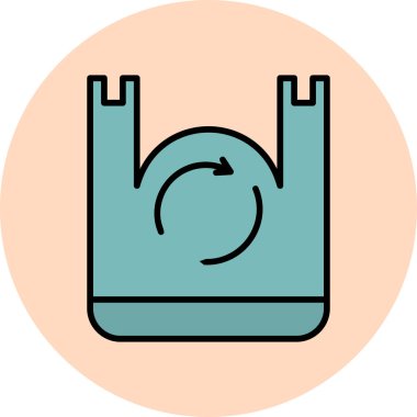 Geri dönüştürülmüş plastik torba modern simge, vektör illüstrasyonu