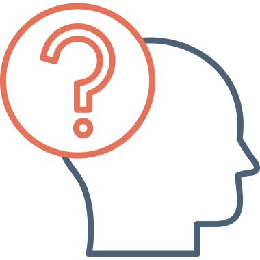 Düşünen soru işareti simgesi, vektör illüstrasyonu