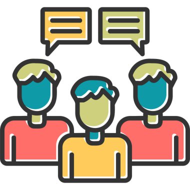 konuşma balonu vektör illüstrasyonu olan bir grup insan