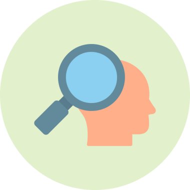 İnsan yüzü. Basit tasarım. Büyütme cam vektör simgesi. Araştırma. 