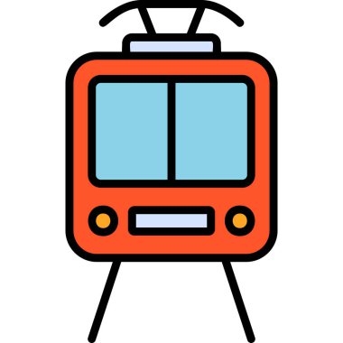 Bir tramvay simgesinin basit web illüstrasyonu