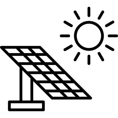 Güneş enerjisi ikon vektör illüstrasyonu