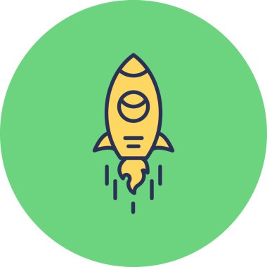 Roket. Web simgesi basit illüstrasyon