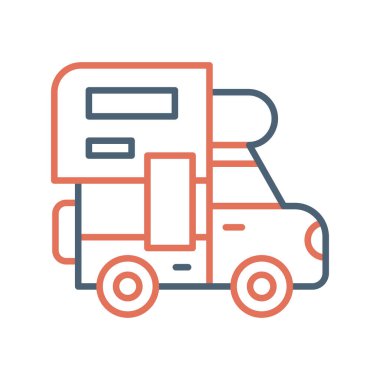 Teslimat kamyonu satırı simgesi, vektör çizim