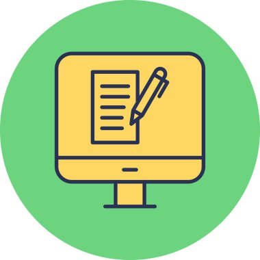 Computer Copywriting. web icon simple illustration