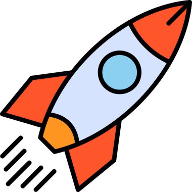 Roket. Web simgesi basit illüstrasyon