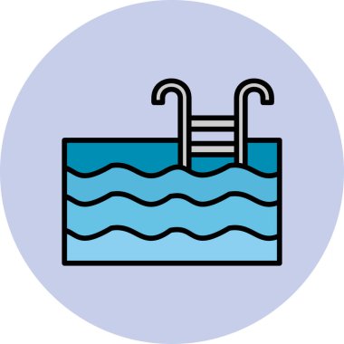 Yaz yüzme havuzunda su. Web simgesi illüstrasyonu