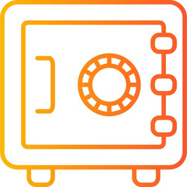 Banka kasası vektör simgesi. biçim düz sembol, sarı renk, yuvarlak açılar, beyaz arkaplan