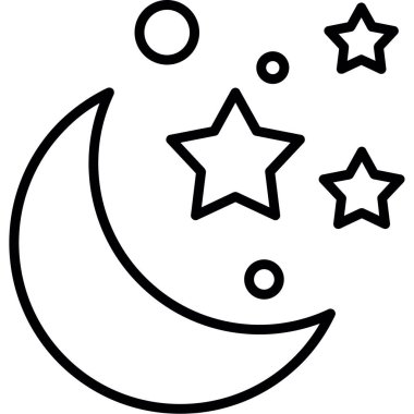 art illustration of Moon And Stars, Night time