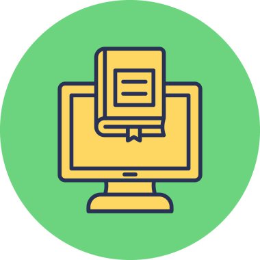 Çevrimiçi Kütüphane. Web simgesi basit illüstrasyon