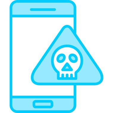 Kafatası ile cep telefonu, akıllı telefon aygıtının dijital çizimi 