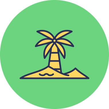 Tropik plaj ikonu. Basit web simgesi tasarımı. Vaha. 