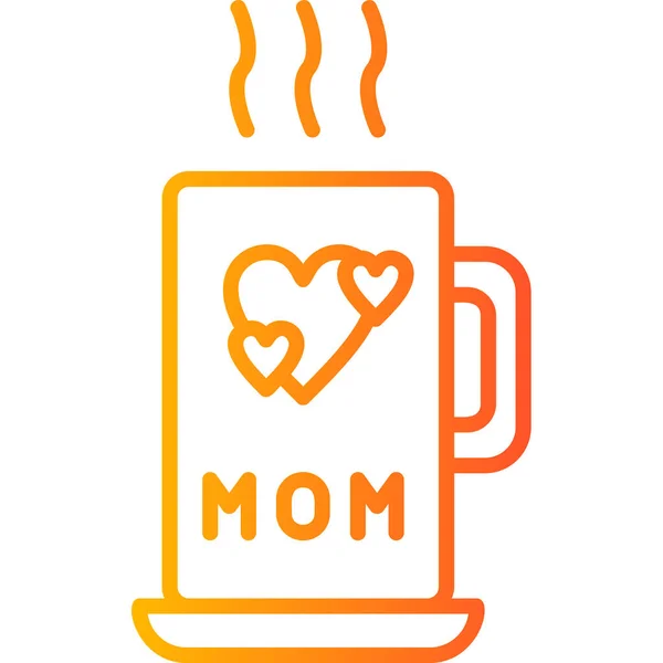 Xícara Chá Com Palavra Mãe Ilustração Simples — Vetor de Stock