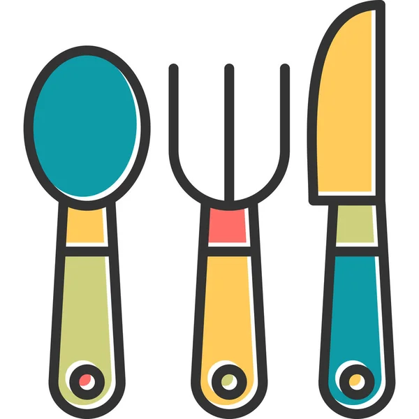 Ustensiles Cuisine Couverts Web Icônes Simples — Image vectorielle