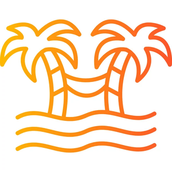Hängematte Mit Tropischen Palmen Web Symbol — Stockvektor
