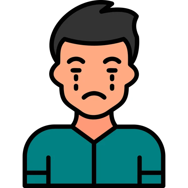 Man Face Tears Suffering Pain Sad Face Illustration — Stock Vector