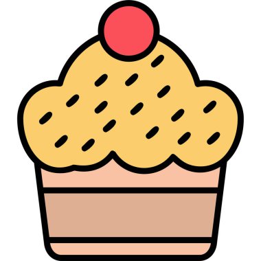 Cupcake 'in grafiksel çizimi, tatlı hamur işi yemekleri. 