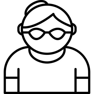Old Woman internet user logo, simple icon for web page 