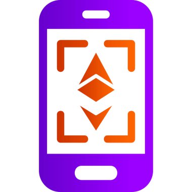 Ethereum taraması mobil ekranda. Web simgesi vektör illüstrasyonu