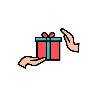 Hediye kutusu simgesi. Basit resimleme