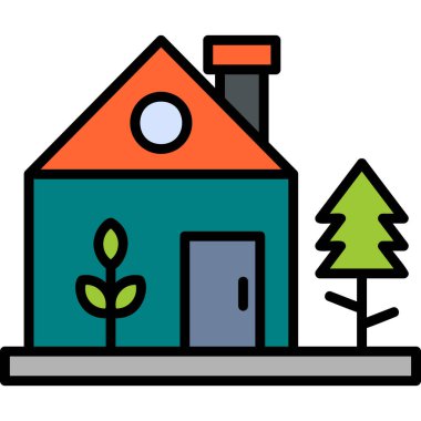 Arkaplanda emlak evi simgesi.