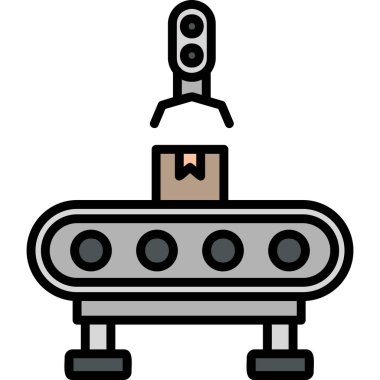 Fabrika makinesi modern simge, vektör illüstrasyonu