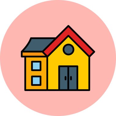 Arkaplanda emlak evi simgesi.