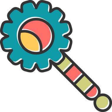 Çıngırak oyuncağı simgesi, vektör illüstrasyonu basit tasarım