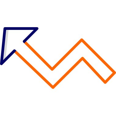 arrow down vector icon. style is outline flat icons, red color, white background.