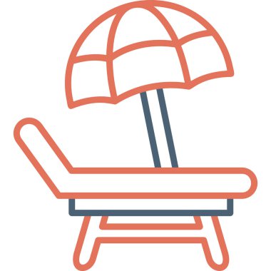 Plaj tatili ikonu, sandalye, vektör işareti. izole edilmiş, beyaz arkaplan, resimleme