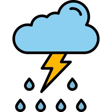 Yağmur bulutlu gök gürültülü fırtına, basit illüstrasyon